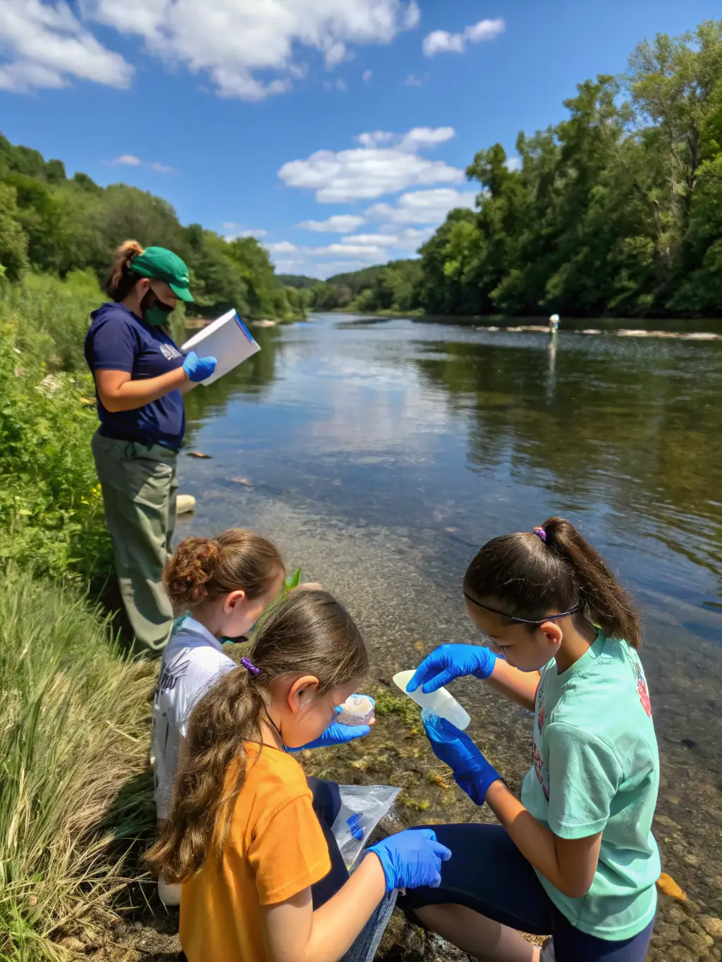 A photo of a water quality testing process being conducted by AAPPMA members, highlighting the scientific approach to monitoring river health.